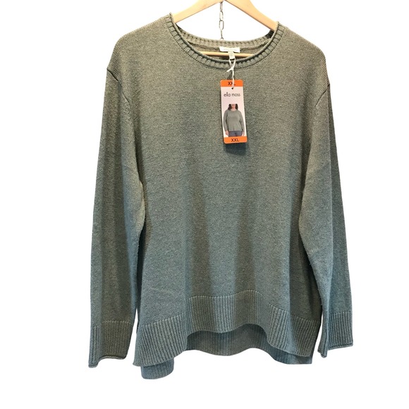 Ella Moss Women's Light Blue Knit Sweater Crew Neck Long Sleeve Size XXL - Picture 12 of 16